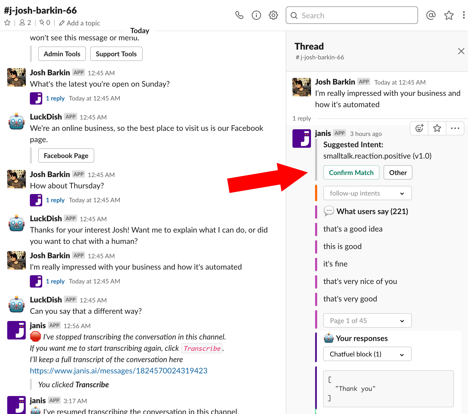 Dialogflow training in Slack