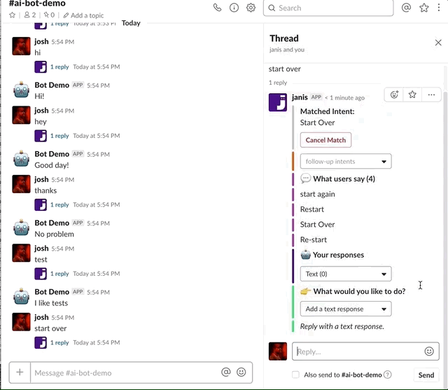 Dialogflow training in Slack