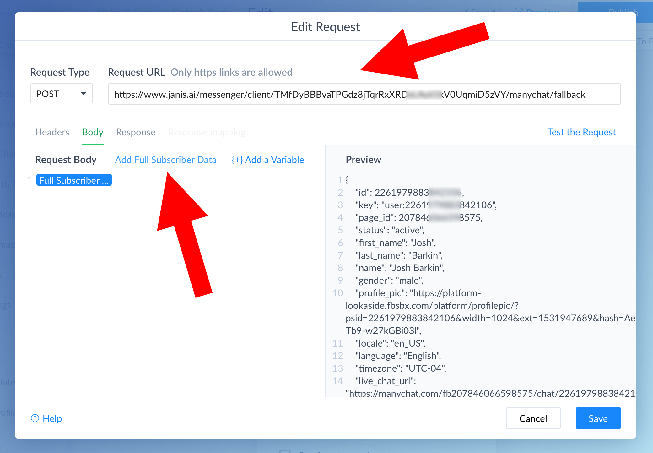 custom Dialogflow integration with manychat