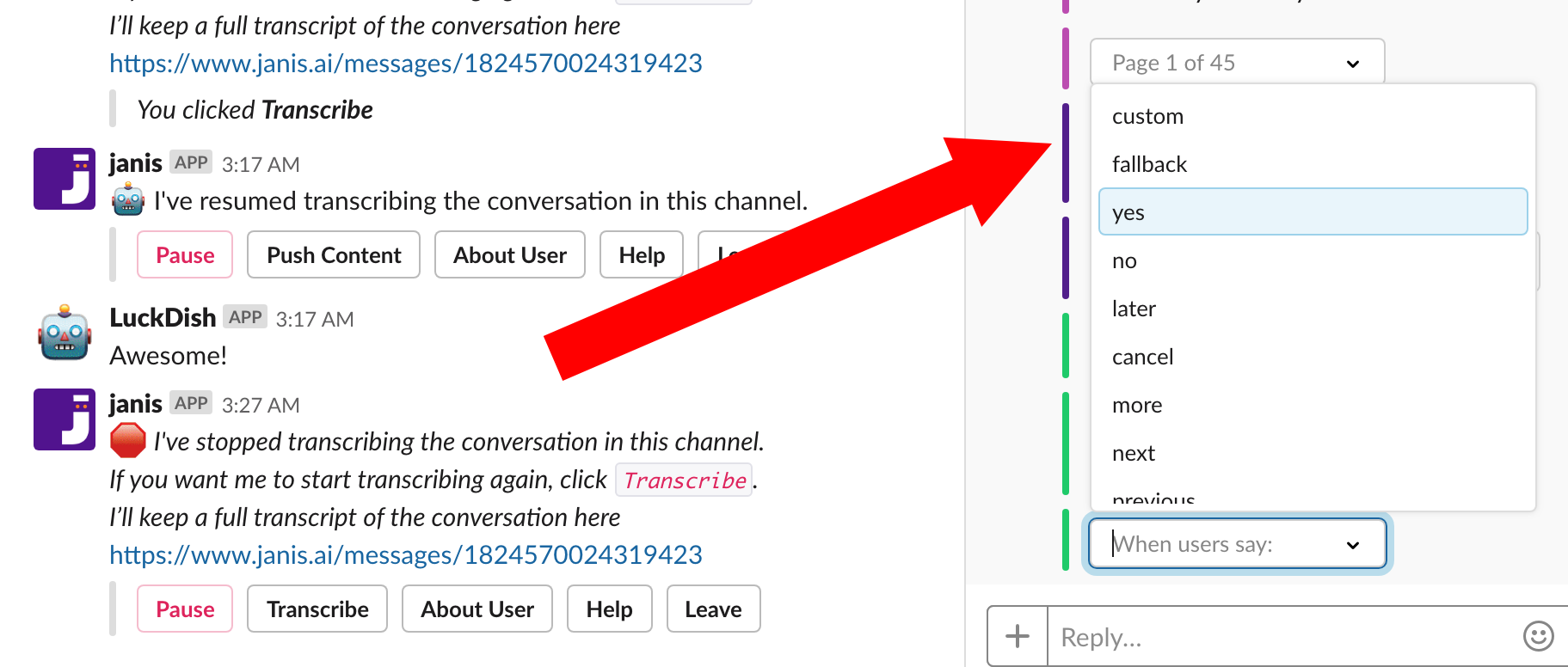 Dialogflow training in Slack