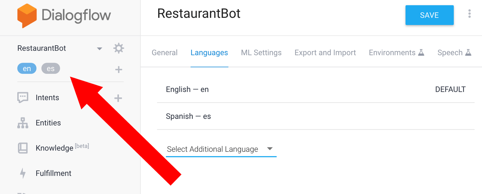 Dialogflow languages for Manychat